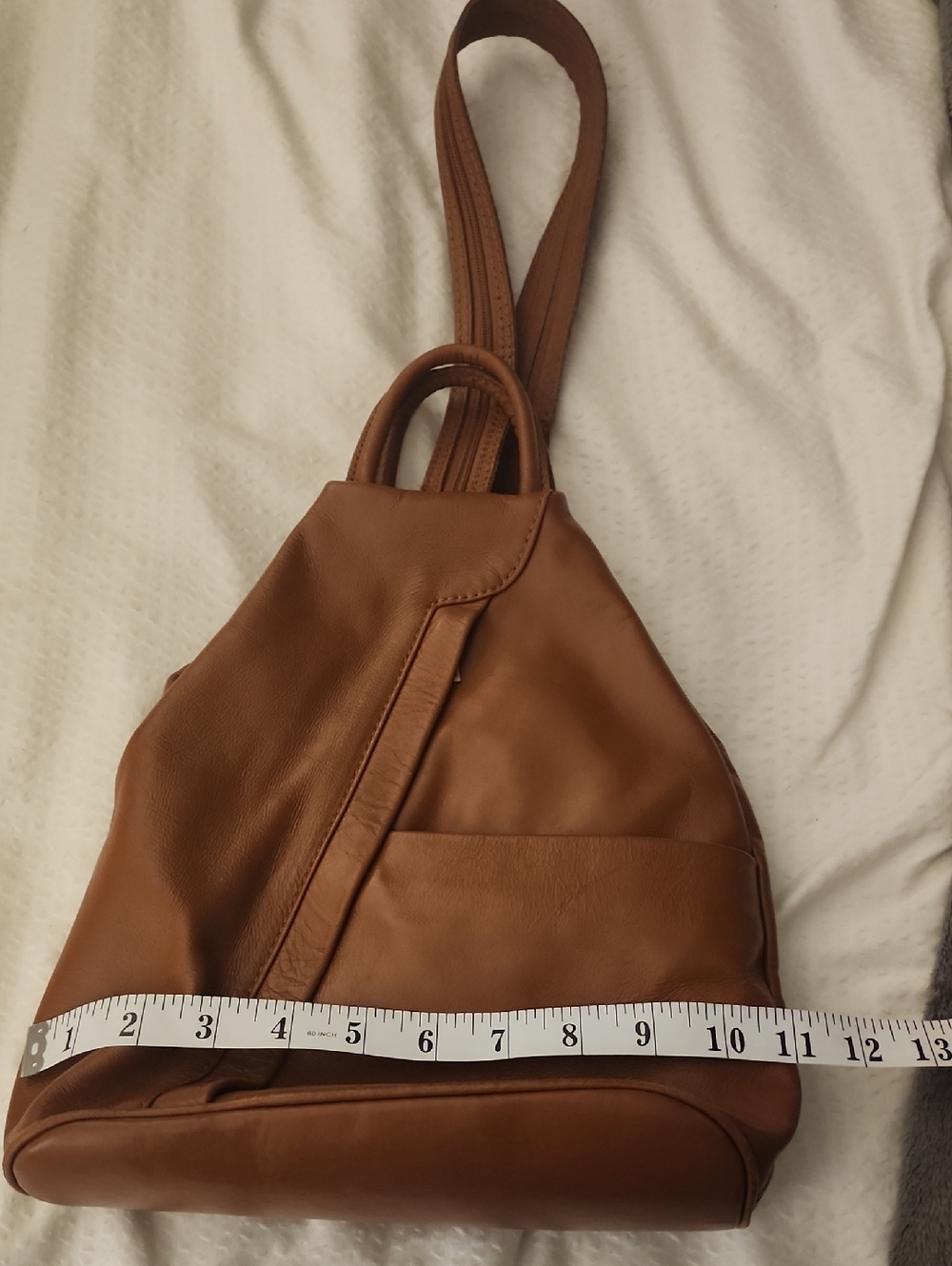 Classic Brown Leather Sling Backpack - Casual Everyday Bag